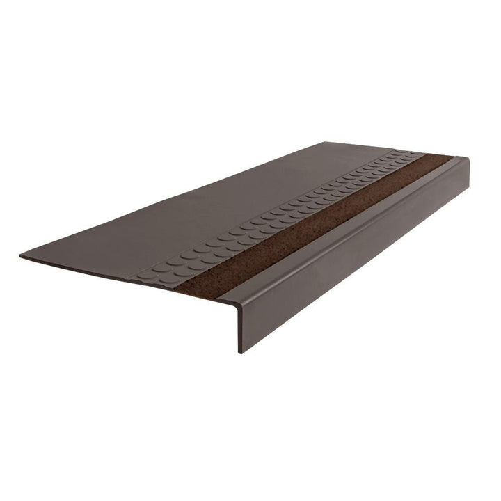 Flexco #575 Series 12-in x 48-in Bark Stair Tread with Brown Grit Strip, Square Edge
