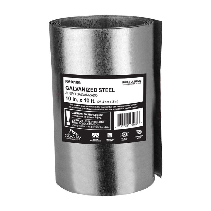 CMI 10-in x 10-ft Silver Galvanized Steel Roll Flashing - RV1010G
