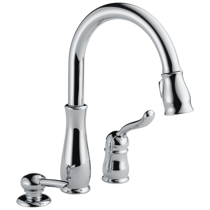 Delta Leland Chrome 1-Handle Deck-Mount Pull-Down Kitchen Faucet with Soap Dispenser