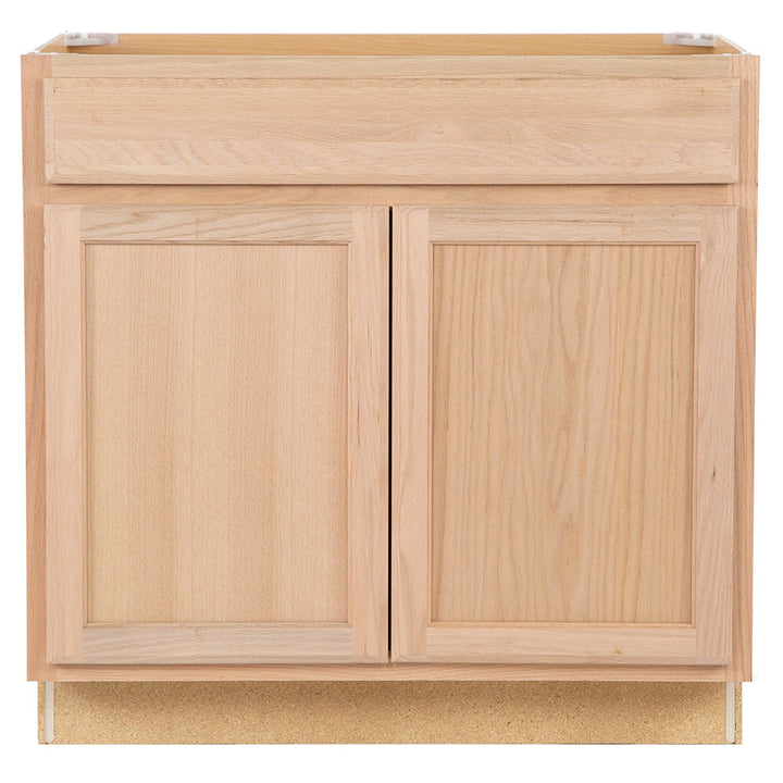 Project Source Oak Brook 36-in W x 35-in H x 23.75-in D Natural Unfinished Oak 1-Drawer Base Fully Assembled Cabinet (Flat Panel Square Style)