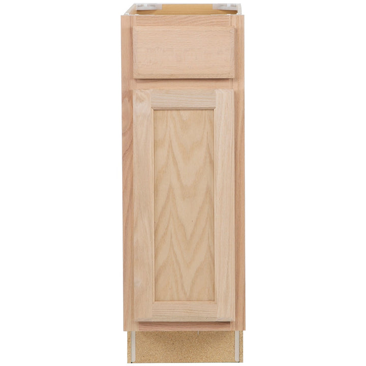 Project Source Oak Brook 12-in W x 35-in H x 23.75-in D Unfinished Oak Door and Drawer Base Cabinet, Fully Assembled