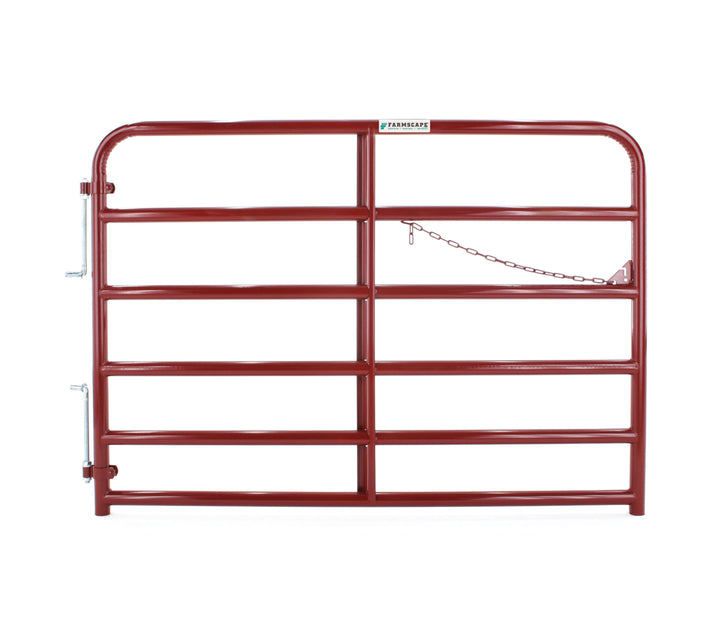 Tarter 4-ft H x 6-ft W Red E-coat Steel Round Flat-top Farm Fence Gate