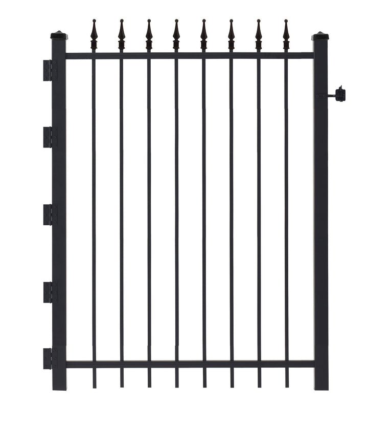 Gilpin 4-ft H x 3-ft W Black Steel Decorative Metal Straight-top Decorative Walk-thru Fence Gate