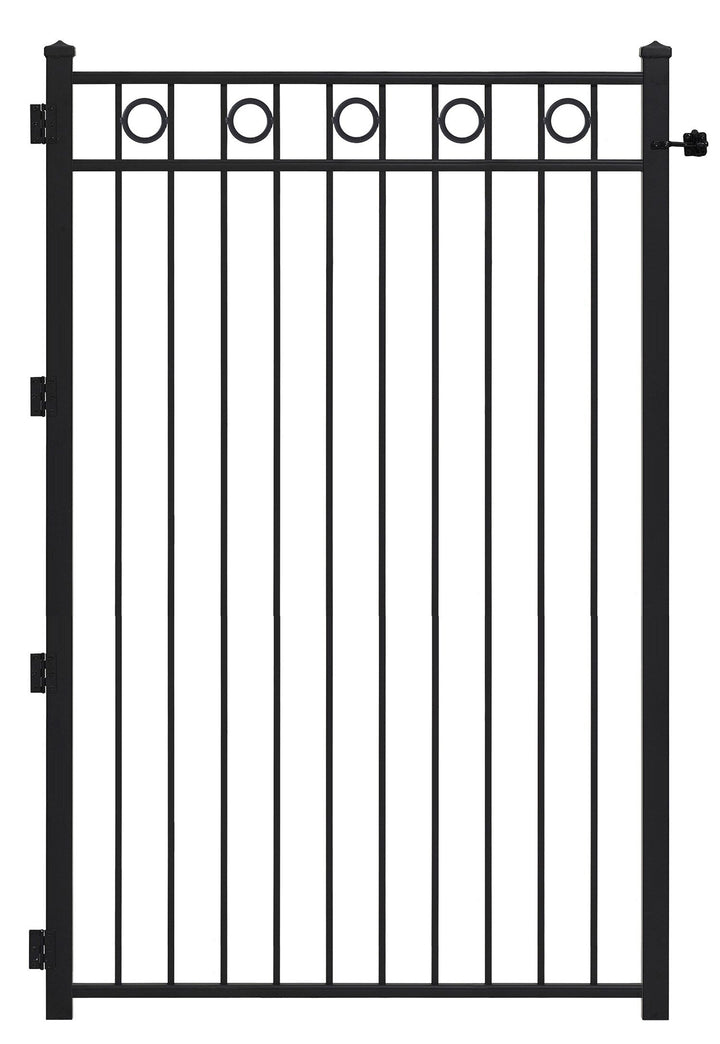 Gilpin 6-ft H x 4-ft W Black Steel Decorative Metal Straight-top Decorative Standard Fence Gate