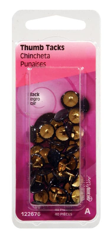 Hillman Black Push Pins, 0.375 in, 40-Pack
