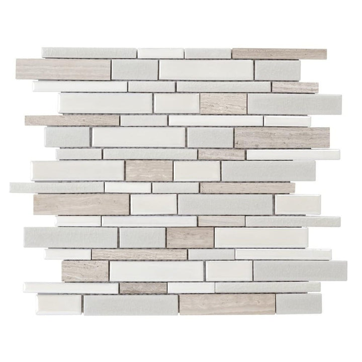 Elida Ceramica Crackled Linear Silk 12-in x 12-in Glazed Porcelain/Marble Linear Mosaic Wall Tile (1.05-sq ft)