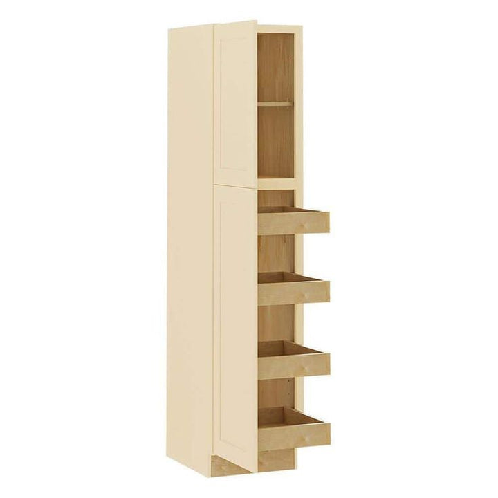 Home Decorators Collection Newport 18 in. W x 24 in. D x 90 in. H Assembled Plywood Pantry Kitchen Cabinet in Blended Cream with 4ROT Soft Close LH