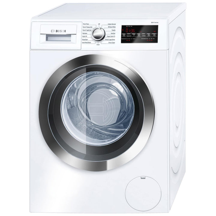 Bosch 800 Series 2.2-cu ft High-Efficiency Stackable Front-Load Washer, White with Chrome Trim, ENERGY STAR