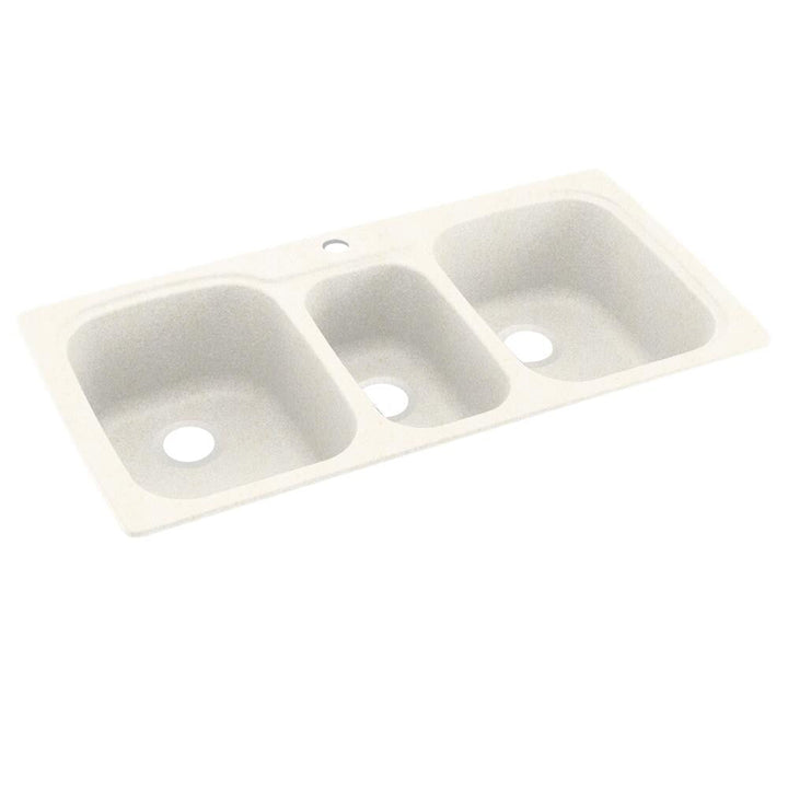 Swan Drop-In/Undermount Solid Surface 44-in 1-Hole 40/20/40 Triple Bowl Kitchen Sink in Baby's Breath