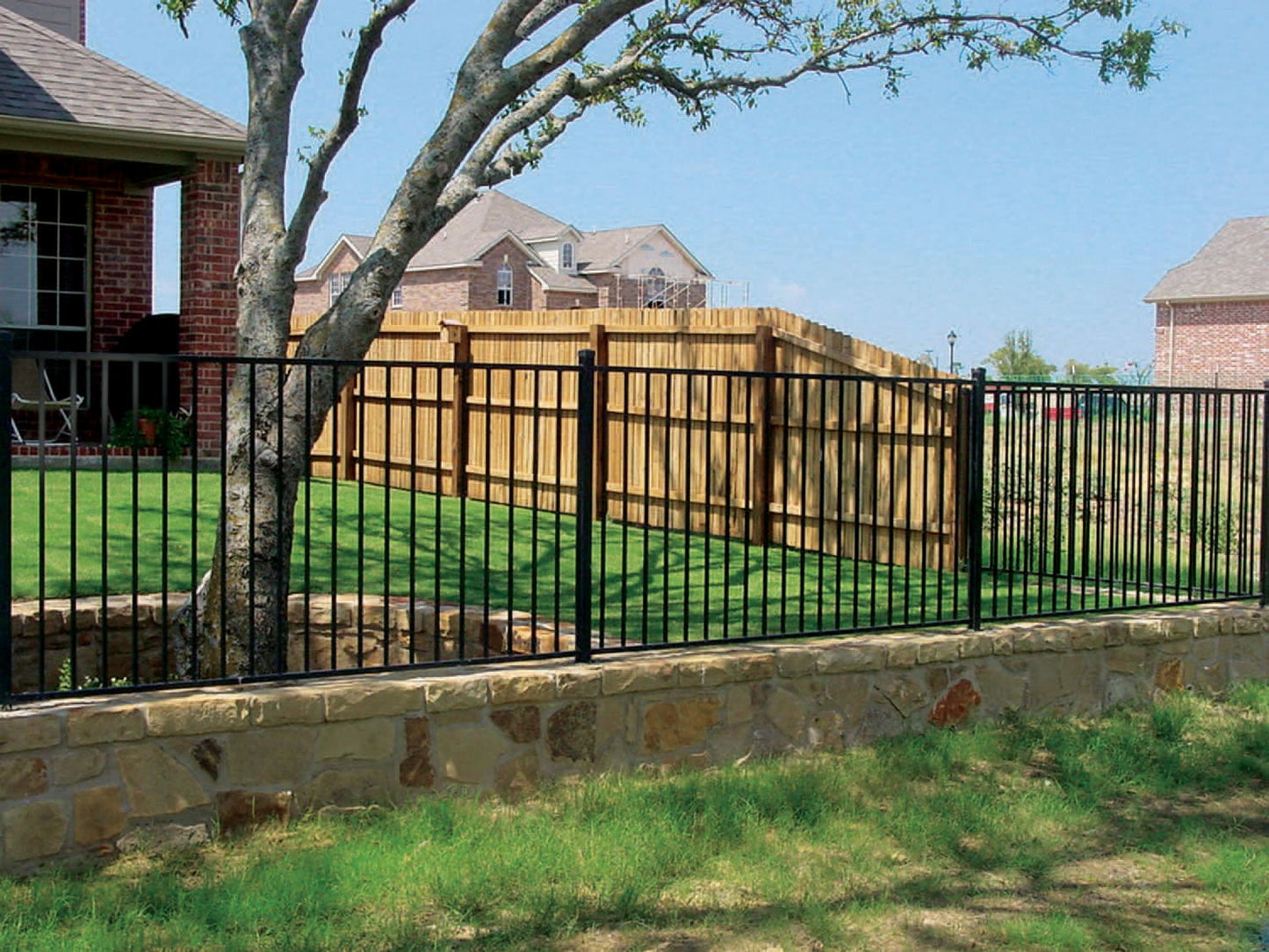 Monroe 5-ft H x 8-ft W Black Steel Decorative Fence Panel
