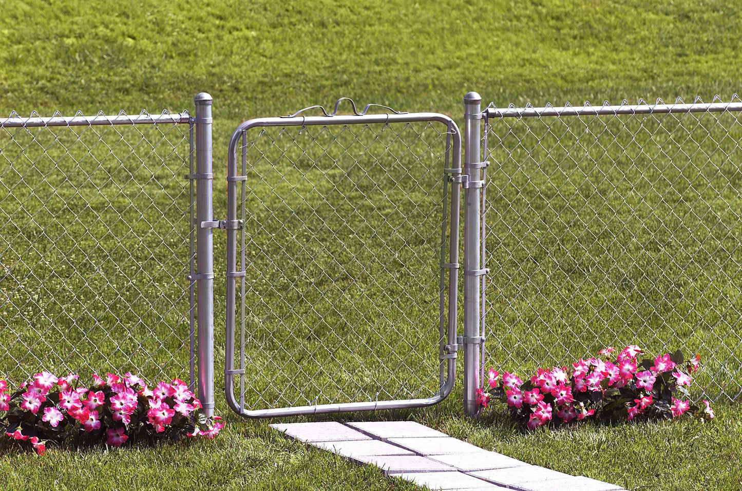 6-ft H x 3-1/2-ft W Galvanized Steel Walk-thru Chain Link Fence Gate with Mesh Size 2.375-in