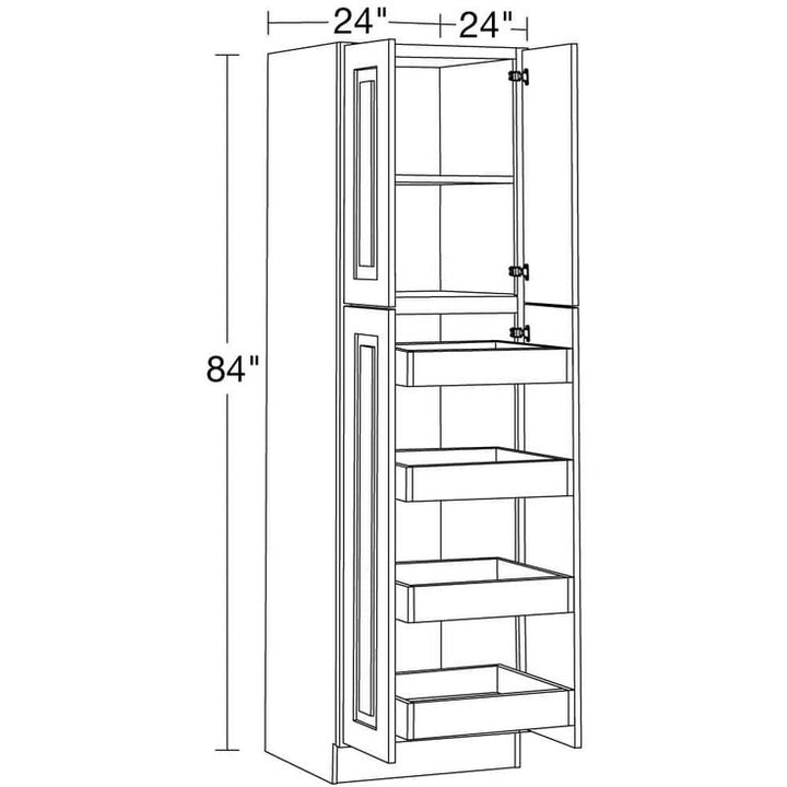 Home Decorators Collection Grayson 24 in. W x 24 in. D x 84 in. H Assembled Plywood Pantry Kitchen Cabinet in Pacific White with 4ROT Soft Close