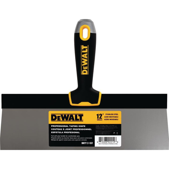 12 in. Stainless Steel Hammer-End Taping Knife with Soft Grip Handle - Super Arbor