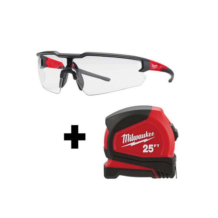 25 ft. Compact Tape Measure W/ Safety Glasses with Clear Lenses - Super Arbor