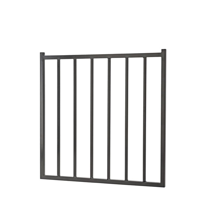 Merchants Metals Freedom Fencing 4-ft H x 4-ft W Black Vinyl-coated Steel Flat-top Decorative Walk-thru Fence Gate