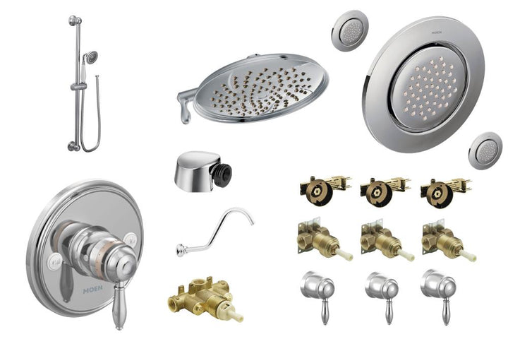 Moen Weymouth Chrome 3-Spray Shower Bar System (Valve Included)