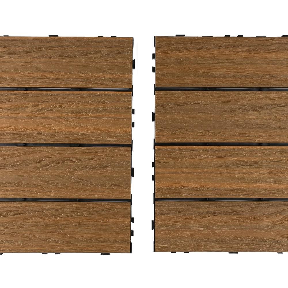 NewTechWood 36-in x 12-in 5-Pack Peruvian Teak Prefinished Composite Deck Tile (15-sq ft)