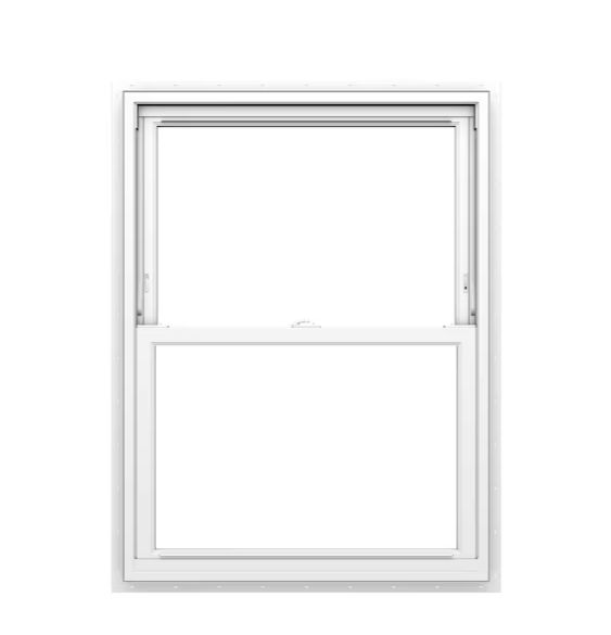 Pella 150 Series New Construction 31-1/2-in x 47-1/2-in White Vinyl Low-E Argon Double-Hung Window, Full Screen Included