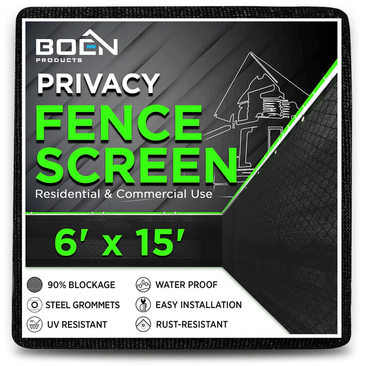 BOEN 6-ft H x 15-ft W Black Polyethelene Chain Link Fence Screen