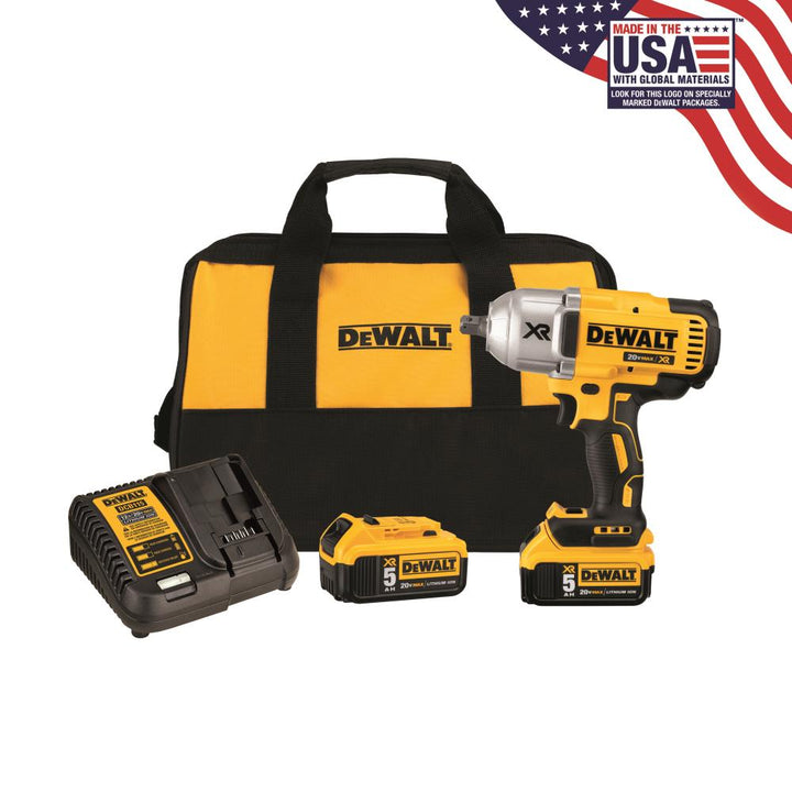 DEWALT XR 20-Volt Max Variable Speed Brushless 1/2-in Drive Cordless Impact Wrench Kit, DCF899P2 (2 Batteries, Charger, Bag)