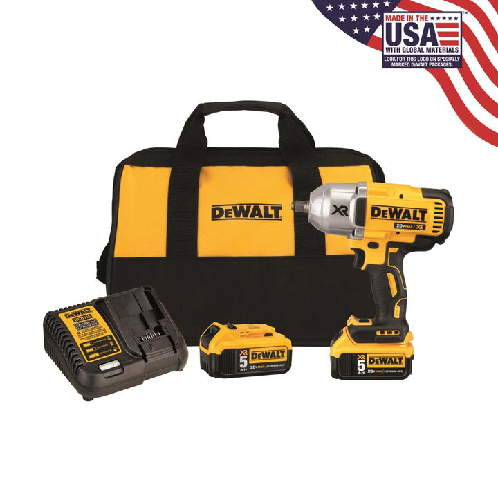 DEWALT 20-Volt MAX XR Brushless 1/2-in Square Drive Cordless Impact Wrench Kit with Variable Speed (2 Batteries Included)