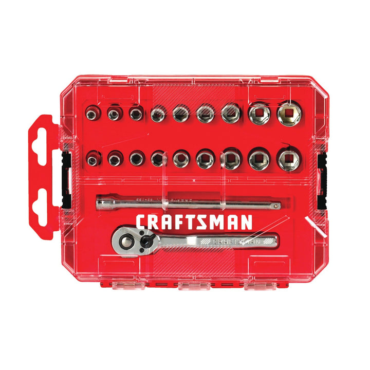 CRAFTSMAN VERSASTACK 20-Piece Standard (SAE) and Metric 1/4-in Drive Mechanics Tool Set, Polished Chrome, Hard Case