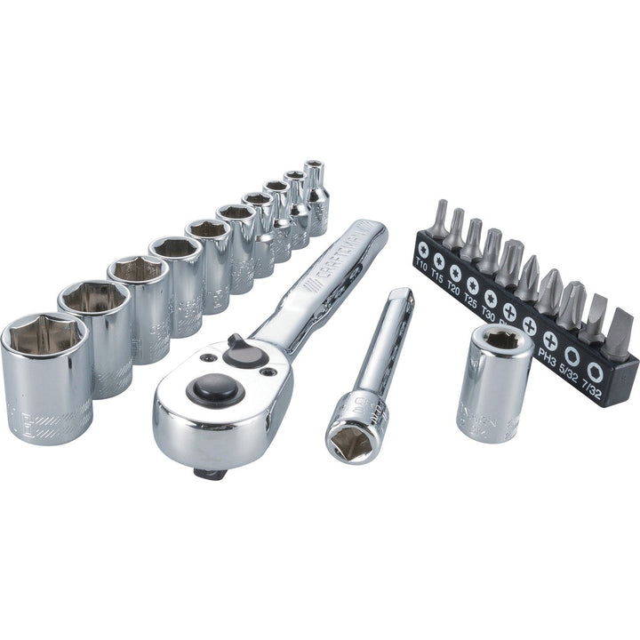 CRAFTSMAN VERSASTACK 24-Piece Metric Polished Chrome Mechanics Tool Set with Hard Case