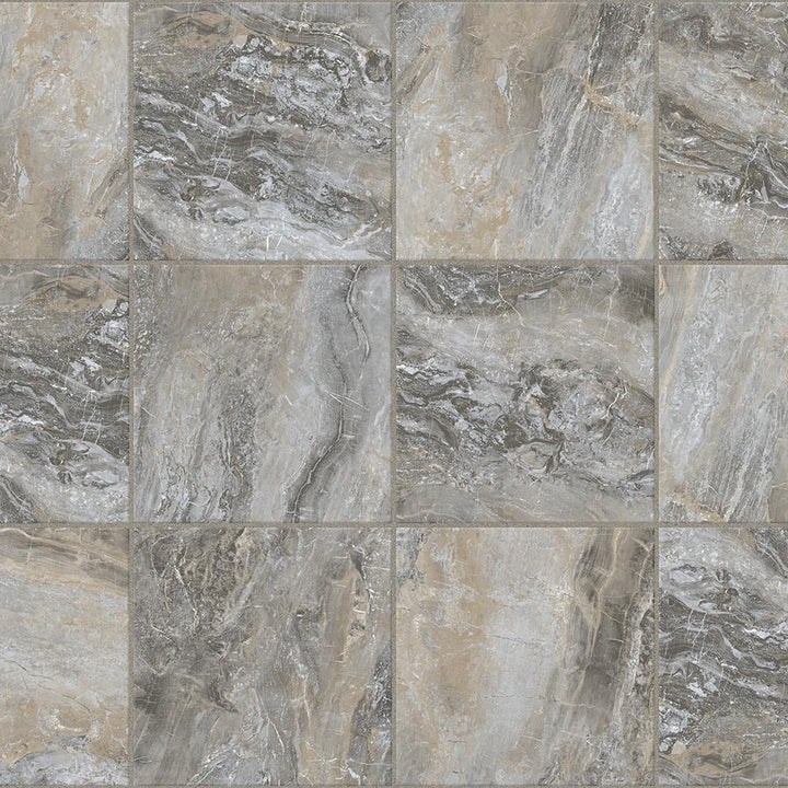 Congoleum DuraStone Riverbed Splash Vinyl Tile Sample, Gray Stone Look, 4-mil Wear Layer