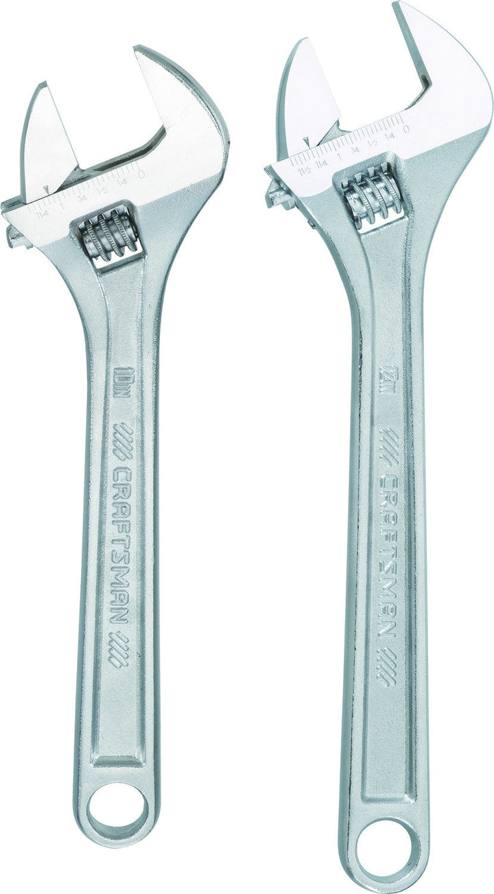 CRAFTSMAN 2-Piece 10-in & 12-in Steel Adjustable Wrench Set, Polished Chrome