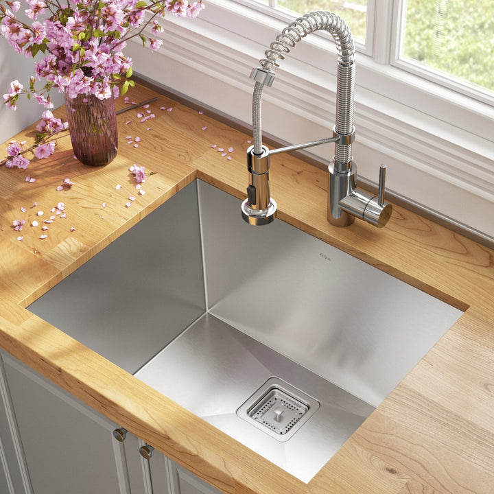 Kraus Stainless Steel Undermount Laundry Sink with Drain and Faucet