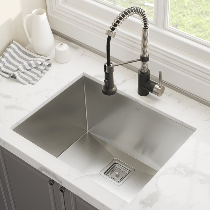 Kraus Stainless Steel Undermount Laundry Sink with Drain and Faucet