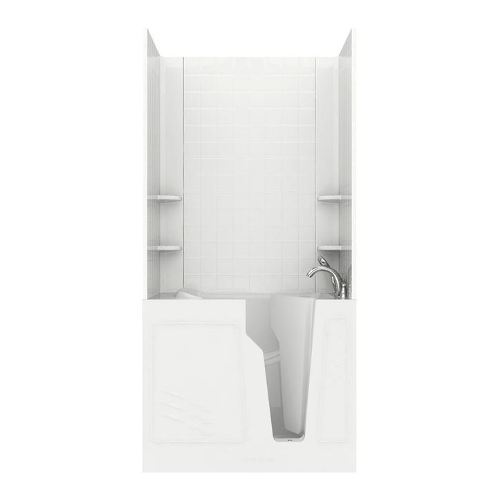 Rampart 3.9 ft. Walk-in Whirlpool and Air Bathtub with 4 in. Tile Easy Up Adhesive Wall Surround in White - Super Arbor