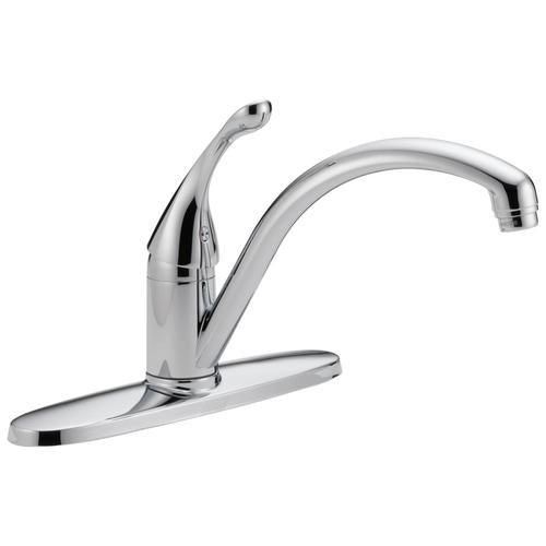 Delta Collins Chrome 1-Handle Deck-Mount Low-Arc Handle Kitchen Faucet (Deck Plate Included)