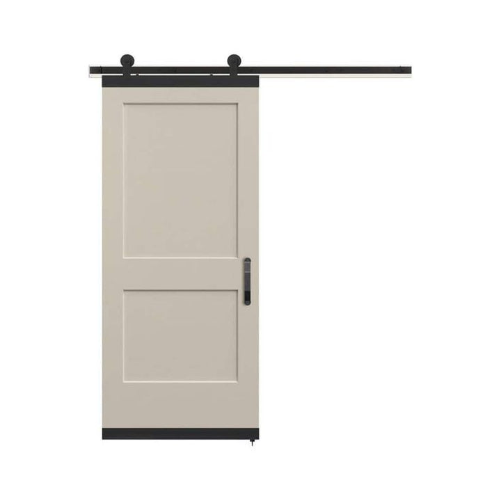 36 in. x 84 in. Monroe Primed Smooth Molded Composite MDF Barn Door with Rustic Hardware Kit
