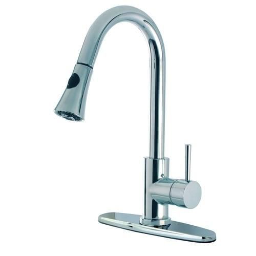 Kingston Brass Concord Chrome 1-Handle Deck-Mount Pull-Down Handle Kitchen Faucet