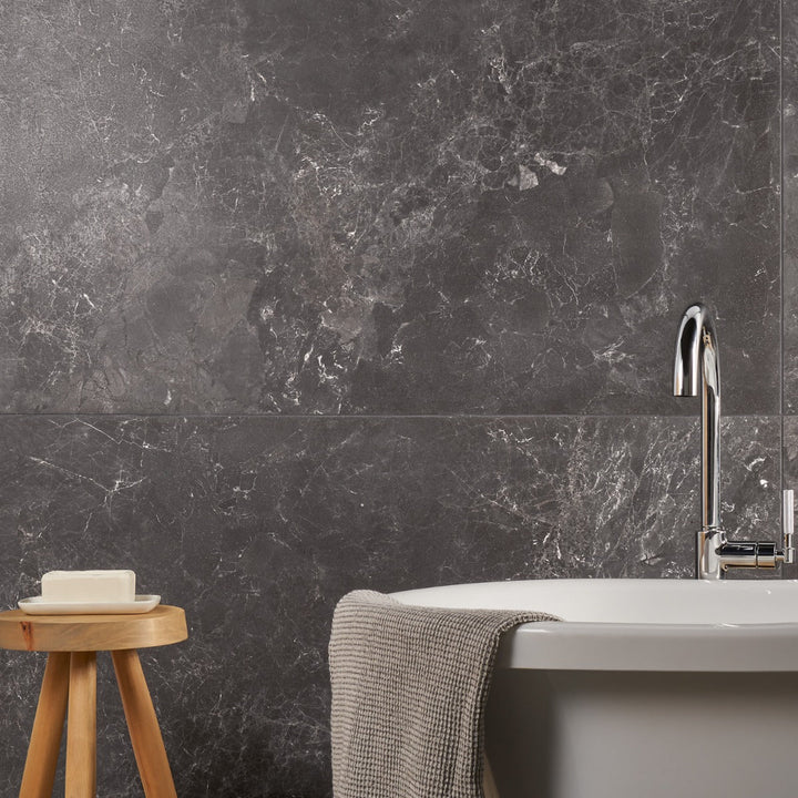 Marmo Perfetto Nero 24x48 Semi-Polish Porcelain Tile - Lux Tile