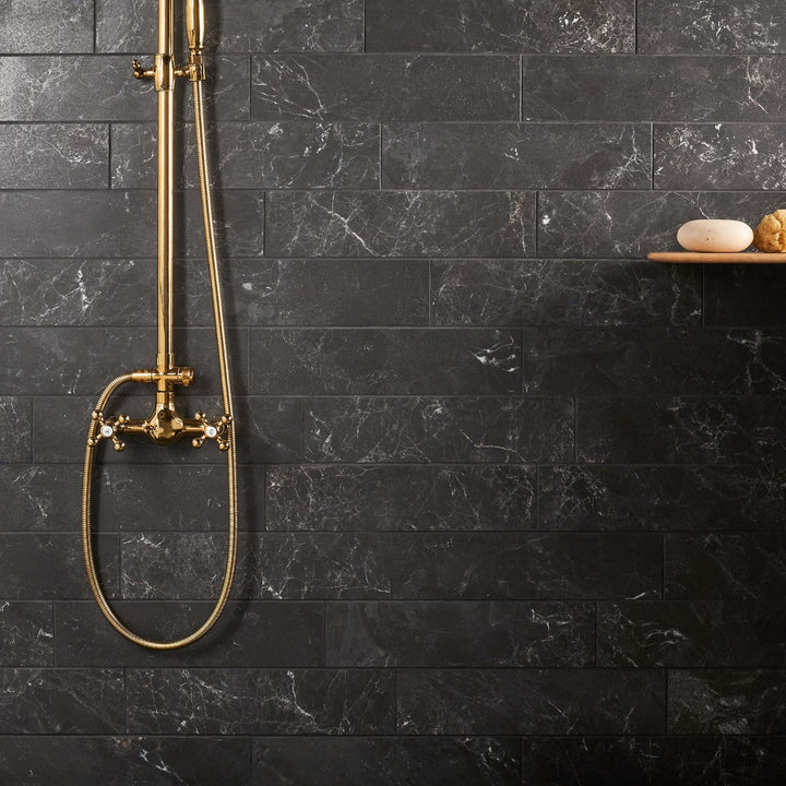 Marmo Perfetto Nero 4x16 Semi-Polished Porcelain Tile - Lux Tile
