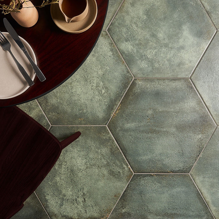 Angela Harris Flatiron Aquamarine 20" Hexagon Matte Porcelain Tile