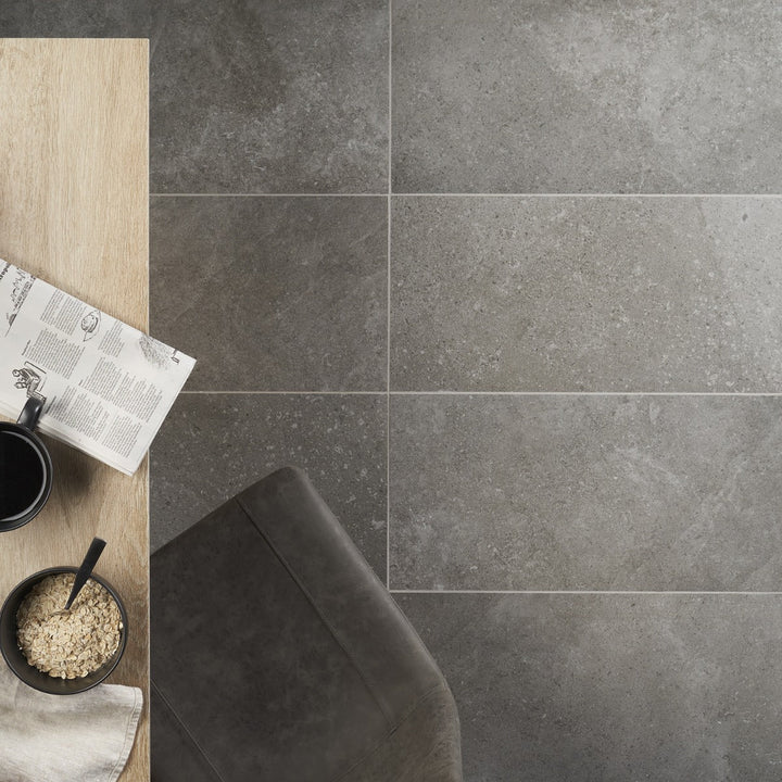 Lux Tile New Rock Fossil Dark Gray 12x24 Matte Porcelain Tile