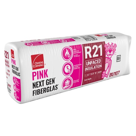 Owens Corning R-21 Unfaced Fiberglass Insulation Batts, 5.5 in x 15.25 in x 93 in (5 Bags)