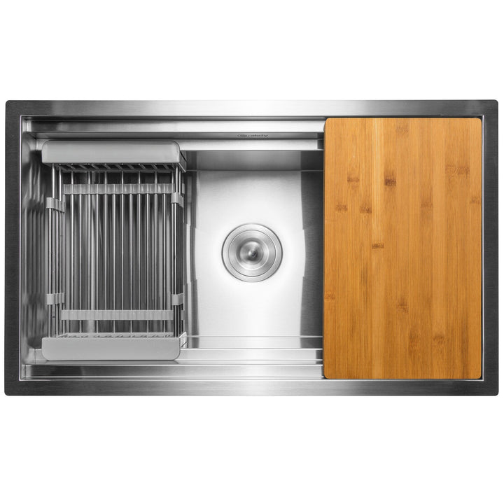 AKDY Handmade 33-in x 22-in Stainless Steel Single Bowl Undermount Residential Workstation Kitchen Sink All-in-One Kit