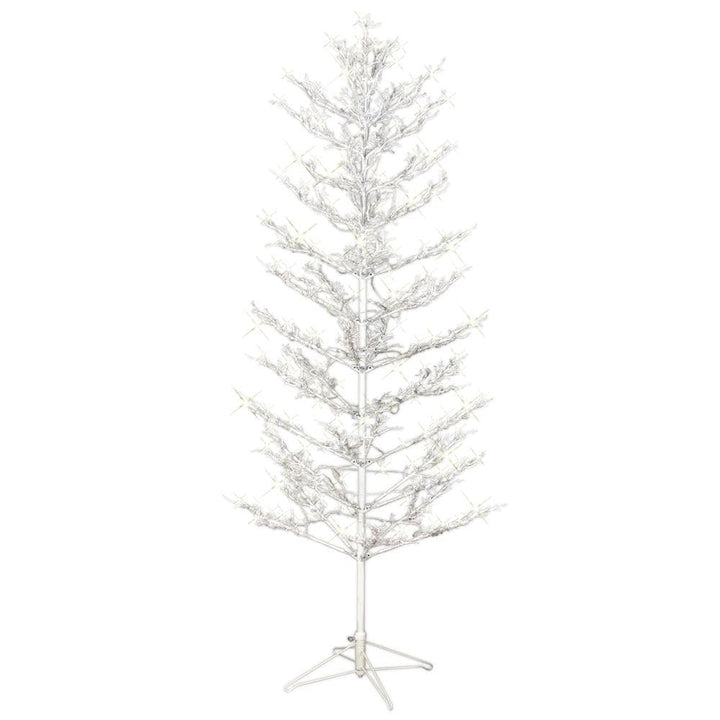 GE 7-ft Winterberry Pre-Lit Twig Slim White Artificial Christmas Tree with 400 Constant Cool White LED Lights