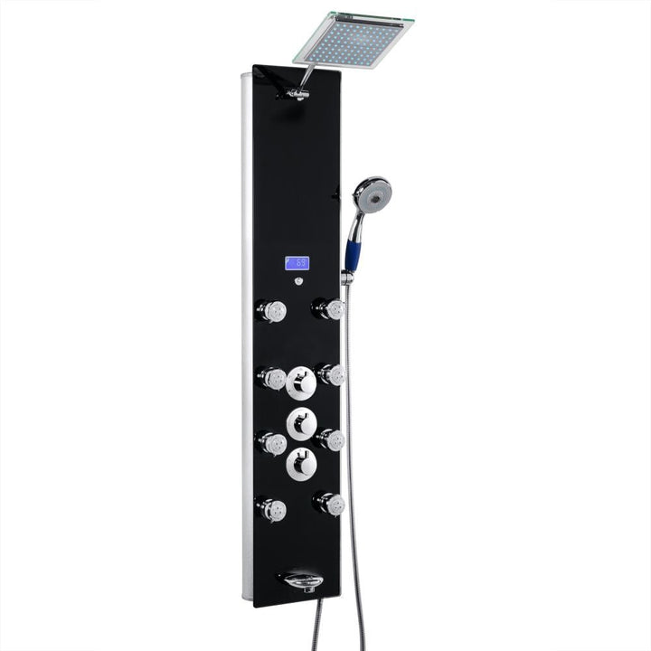 AKDY 52-in Black 8-Spray Shower Panel System
