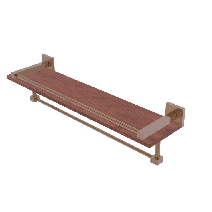 Allied Brass Montero Brushed Bronze 1-Tier Wall Mount Bathroom Shelf with Towel Bar, 22-in x 5-in