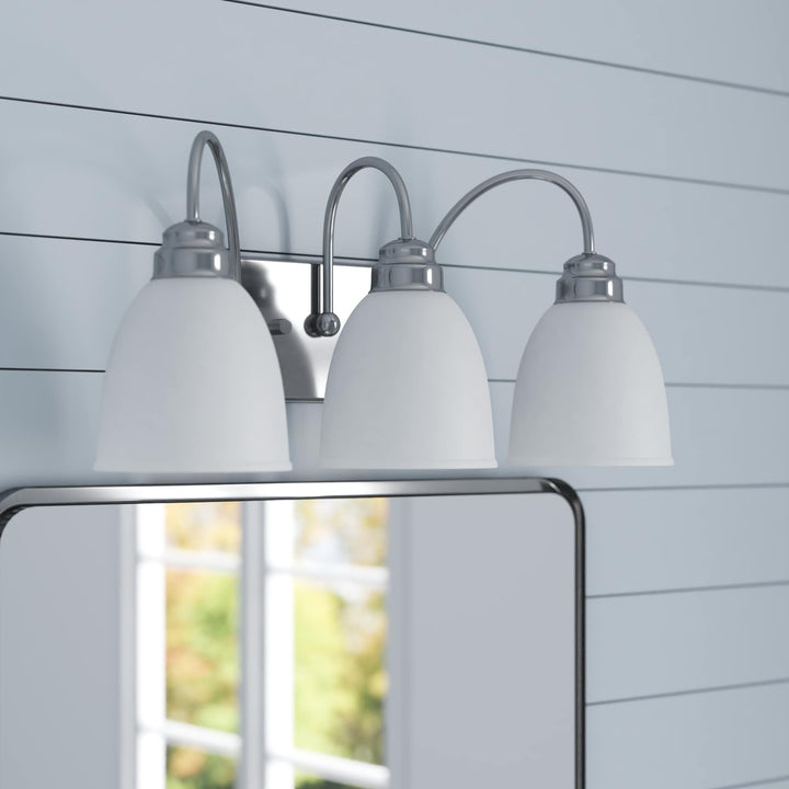 Project Source Wynfield 3-Light Brushed Nickel Traditional Vanity Light, 18.86-in Width
