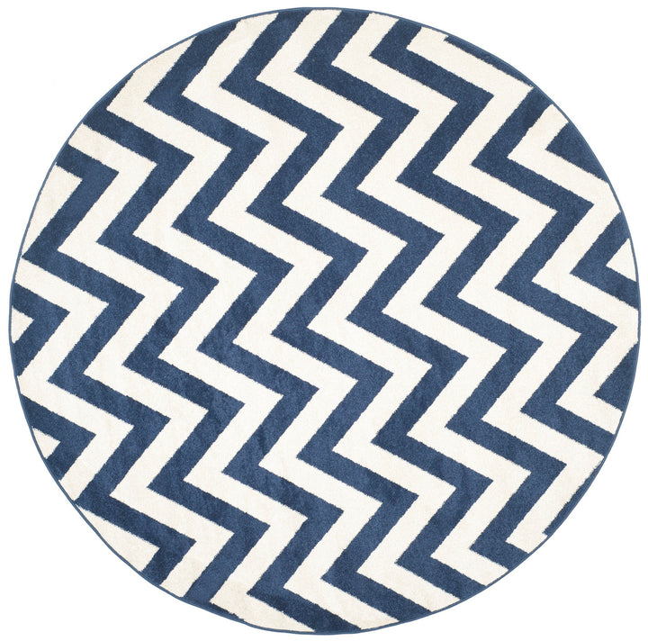 Safavieh Amherst Bellport 7-ft Round Navy/Beige Indoor/Outdoor Chevron Area Rug