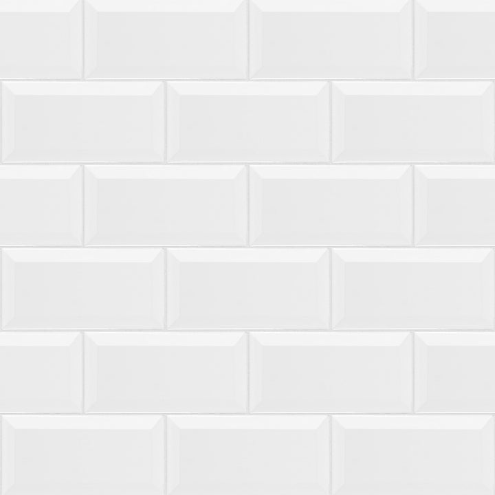 Satori Hudson Brilliant White Beveled 3-in x 6-in Glossy Ceramic Subway Wall Tile (0.12-sq. ft/ Piece)
