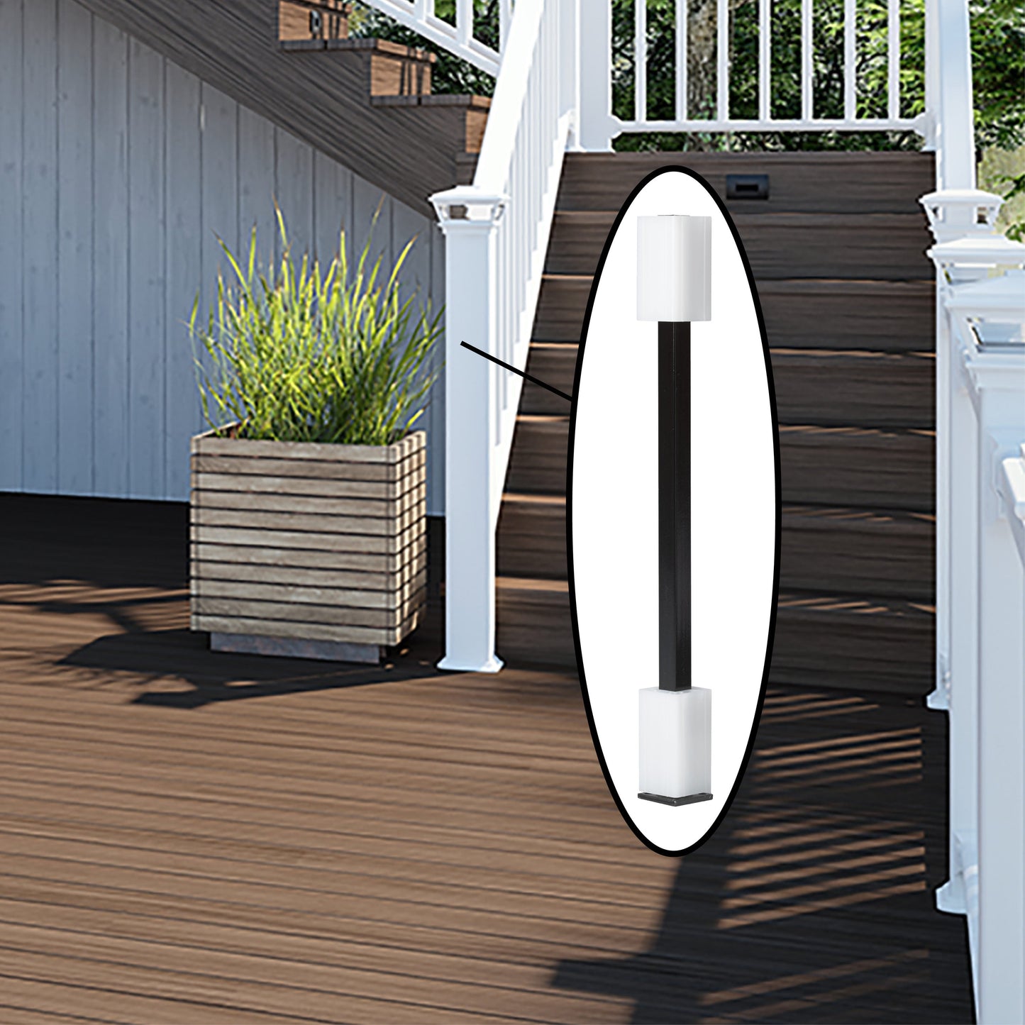 Deckorators 3.5-in x 3.5-in x 3-ft Black Steel Deck Post
