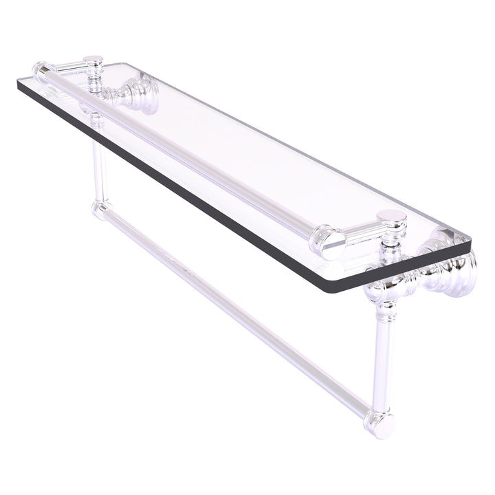 Allied Brass Carolina Polished Chrome 1-Tier Brass Wall Mount Bathroom Shelf with Towel Bar, 22 x 7.4 x 5 in.