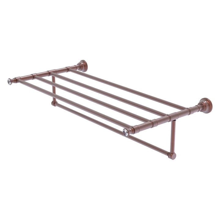 Allied Brass Carolina Crystal Collection 36-in Towel Shelf with Integrated Towel Bar in Antique Copper